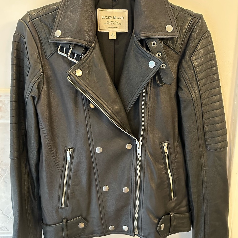 Lucky Brand Black Leather Biker Jacket